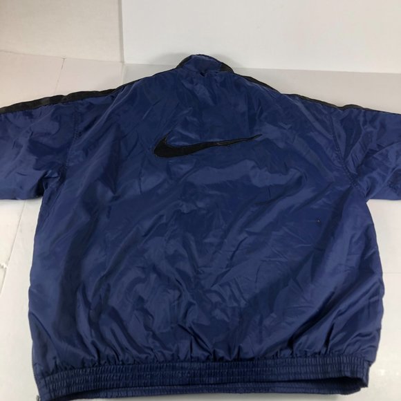 Vintage Nike Jacket Men's Large Blue & Black Half Zip Pull Over Puffer Pockets - Picture 12 of 15